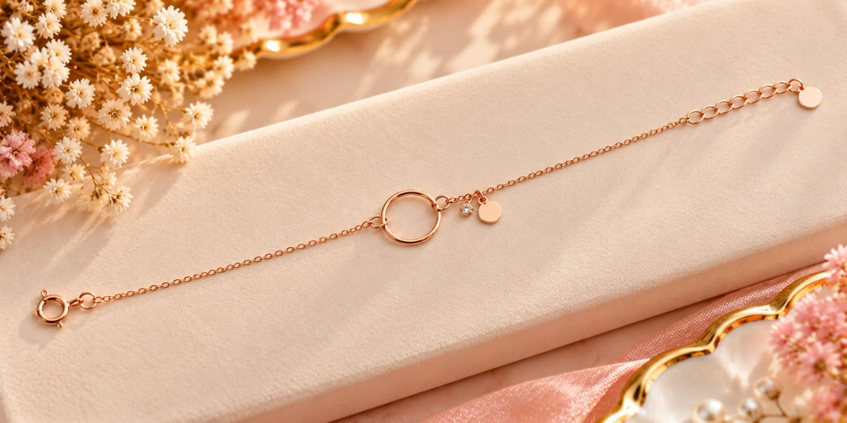 Rose Gold Circle Charm Bracelet