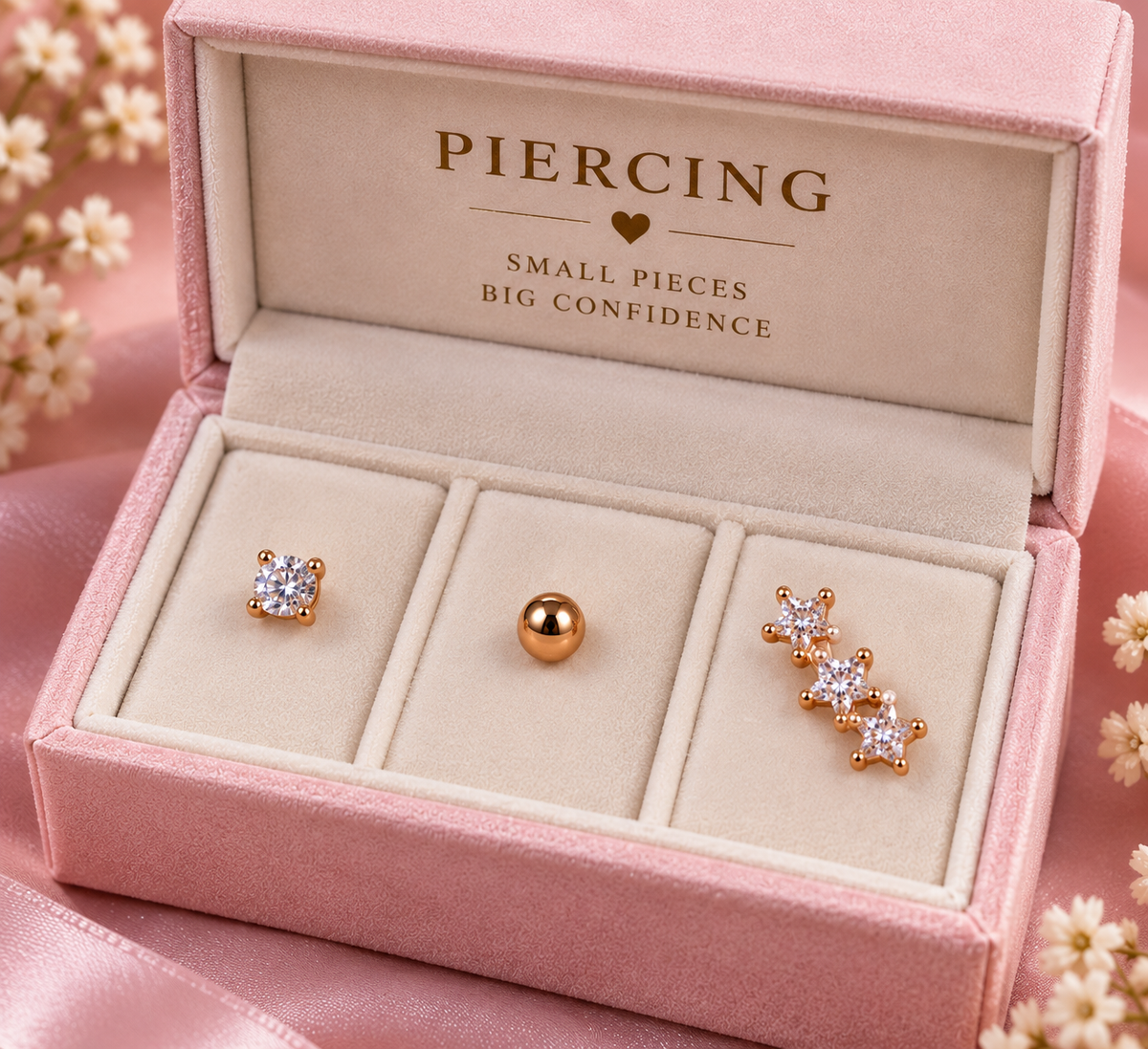 Rose Gold 3-Piece Piercing Set