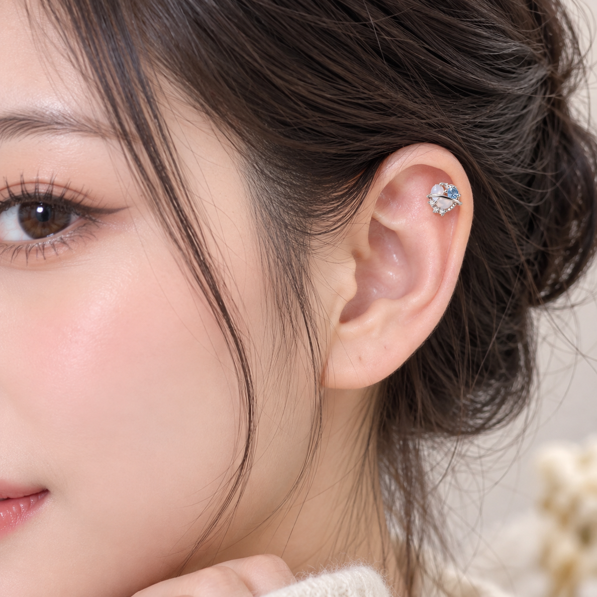 Silver Planet Design Piercing Stud