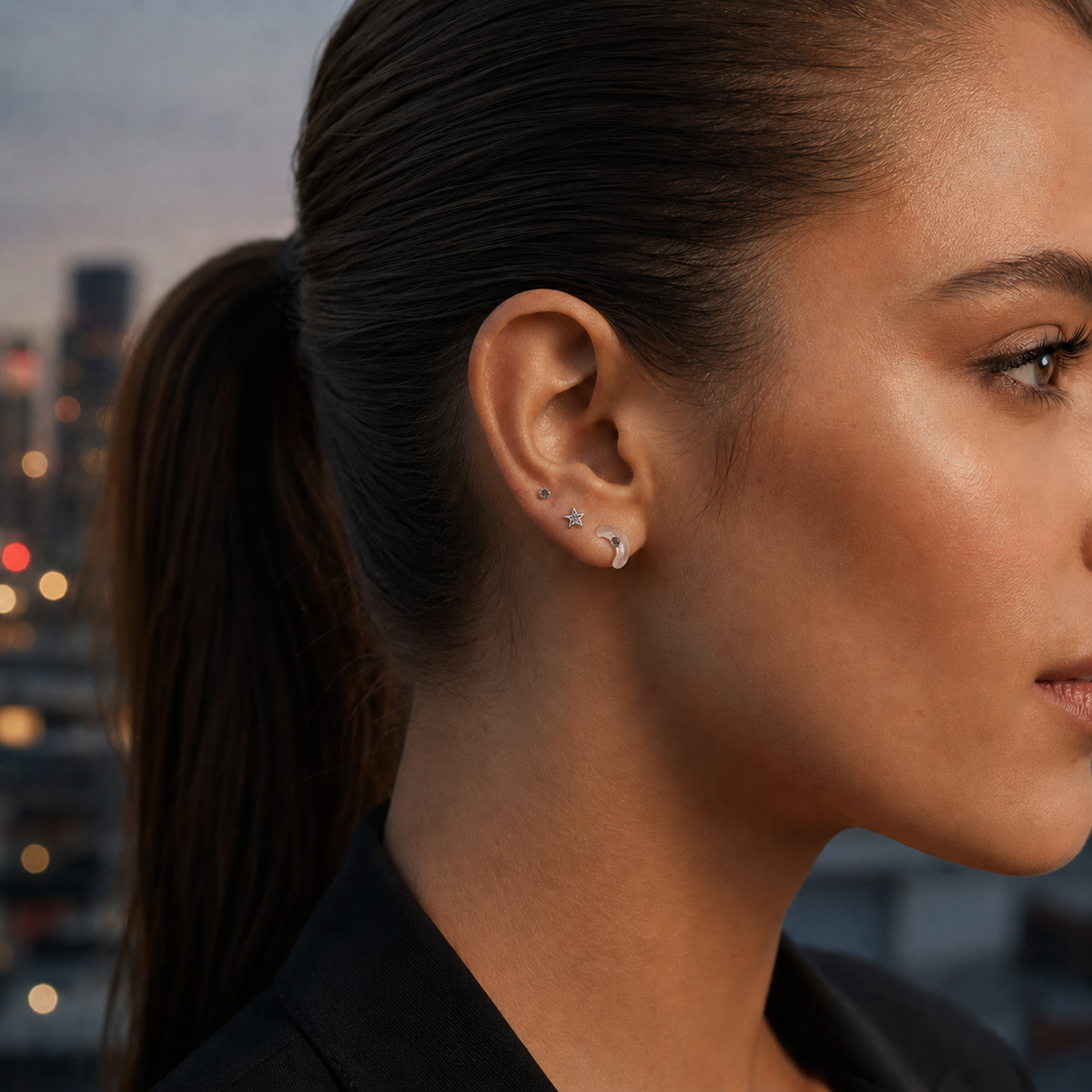 Transparent 3-Pair Minimal Stud Earrings Set