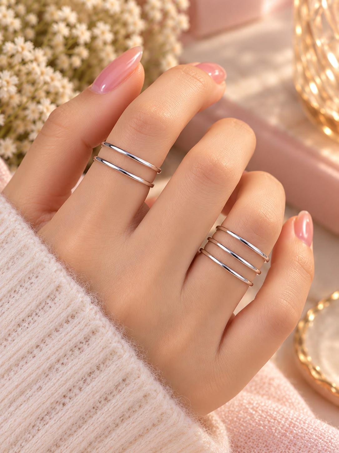 5-Piece Silver Ring Set | Minimalist Stackable Rings