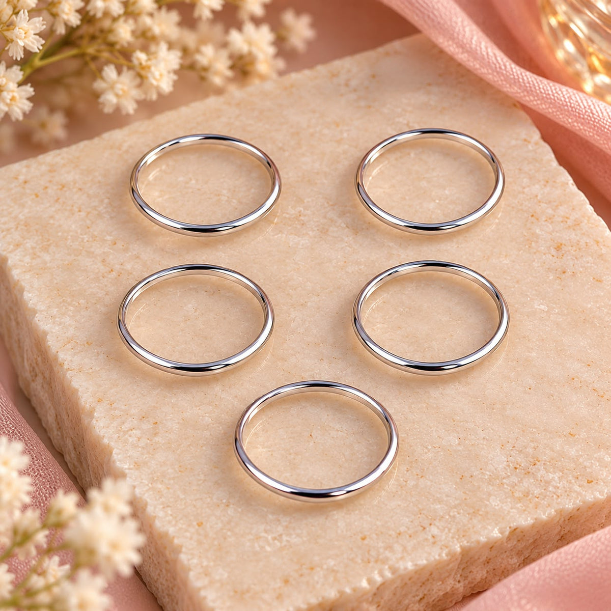 5-Piece Silver Ring Set | Minimalist Stackable Rings