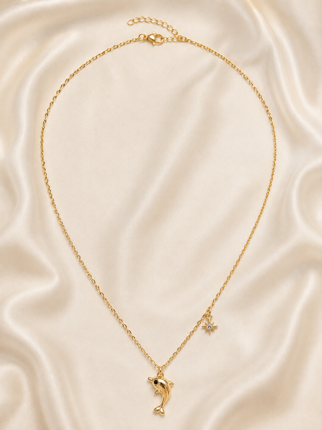 Gold-Tone Dolphin & Star Charm Short Necklace