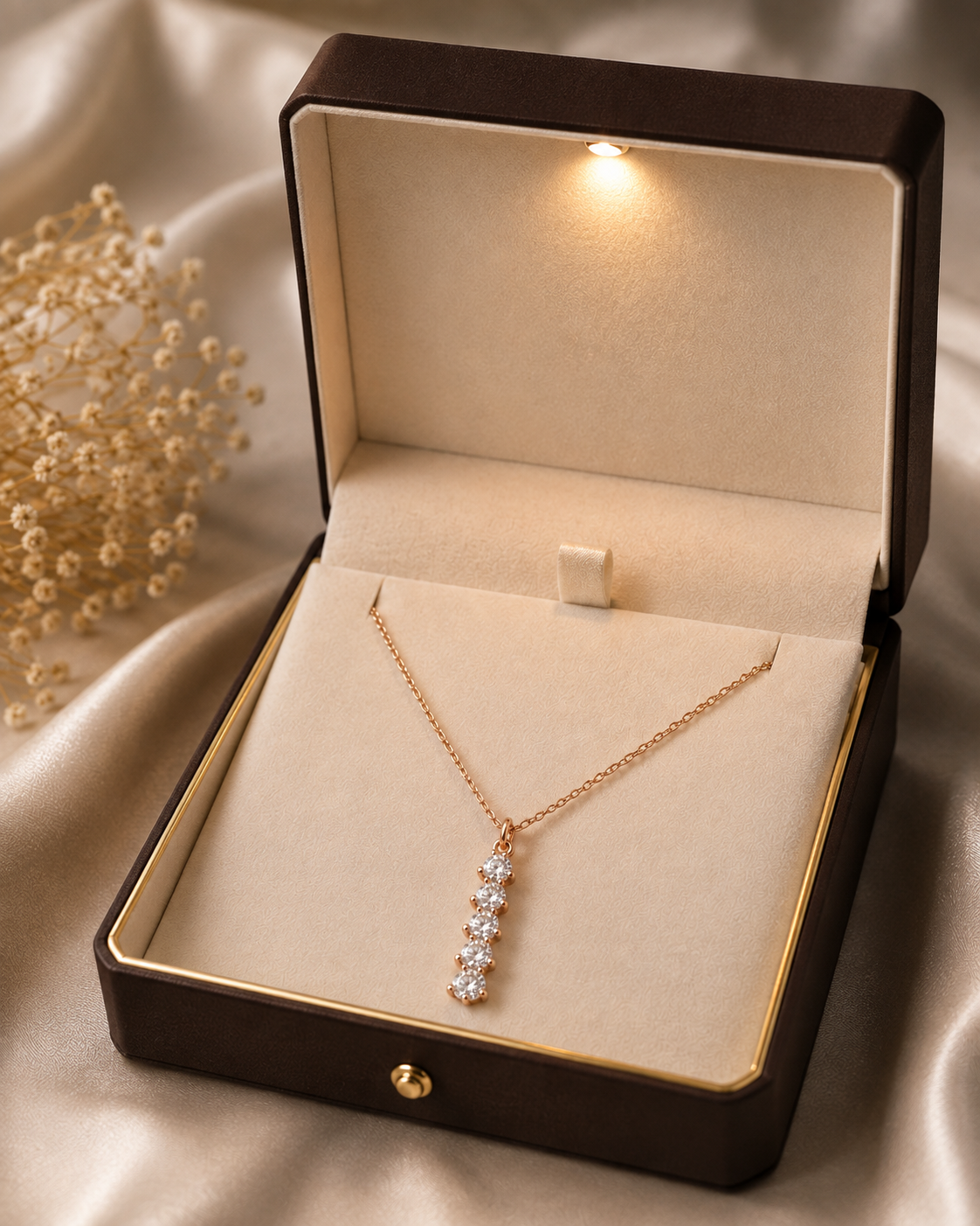 Rose Gold Crystal Drop Pendant Short Necklace
