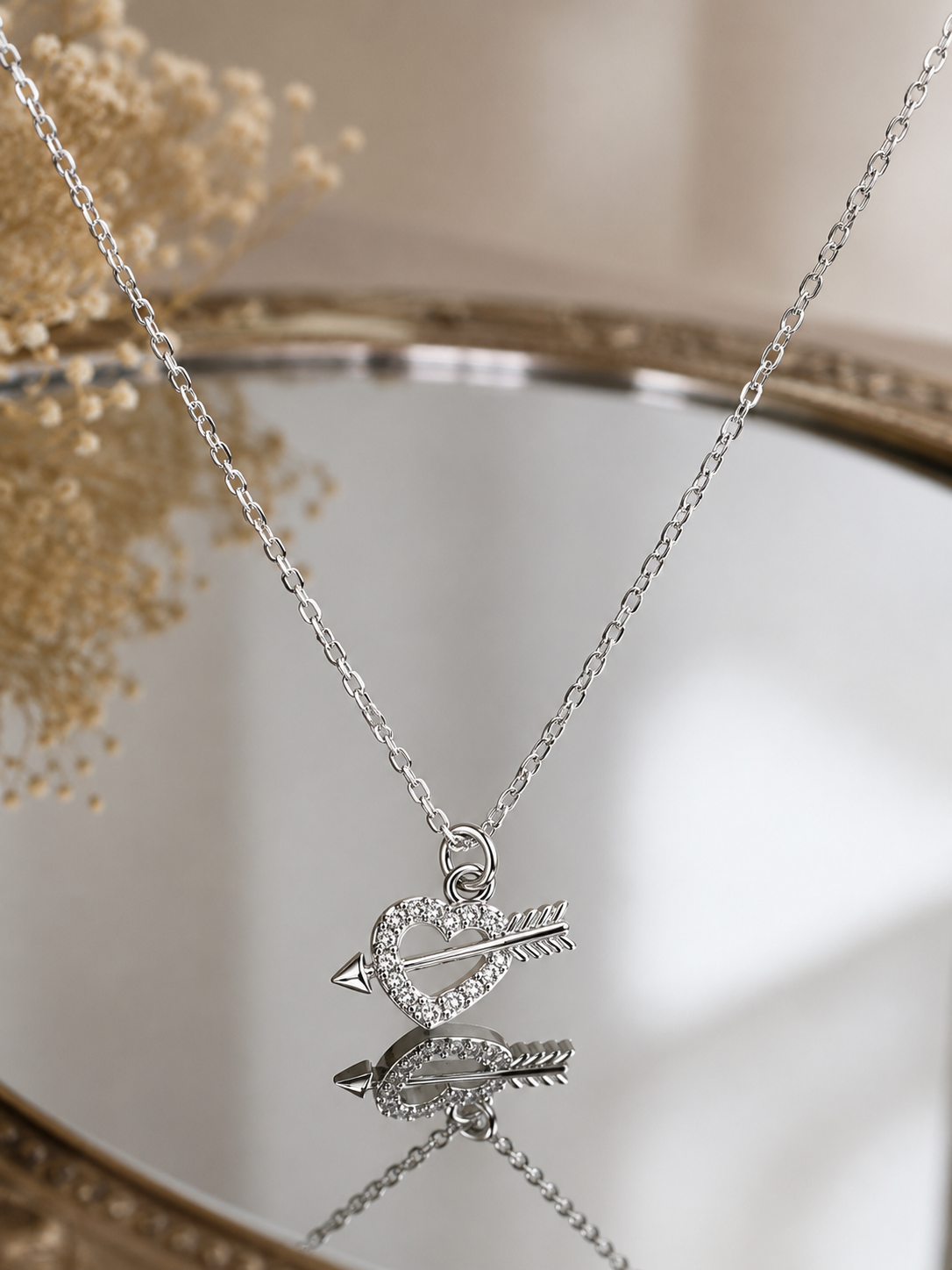 Silver-Tone Guitar Pendant Short Necklace