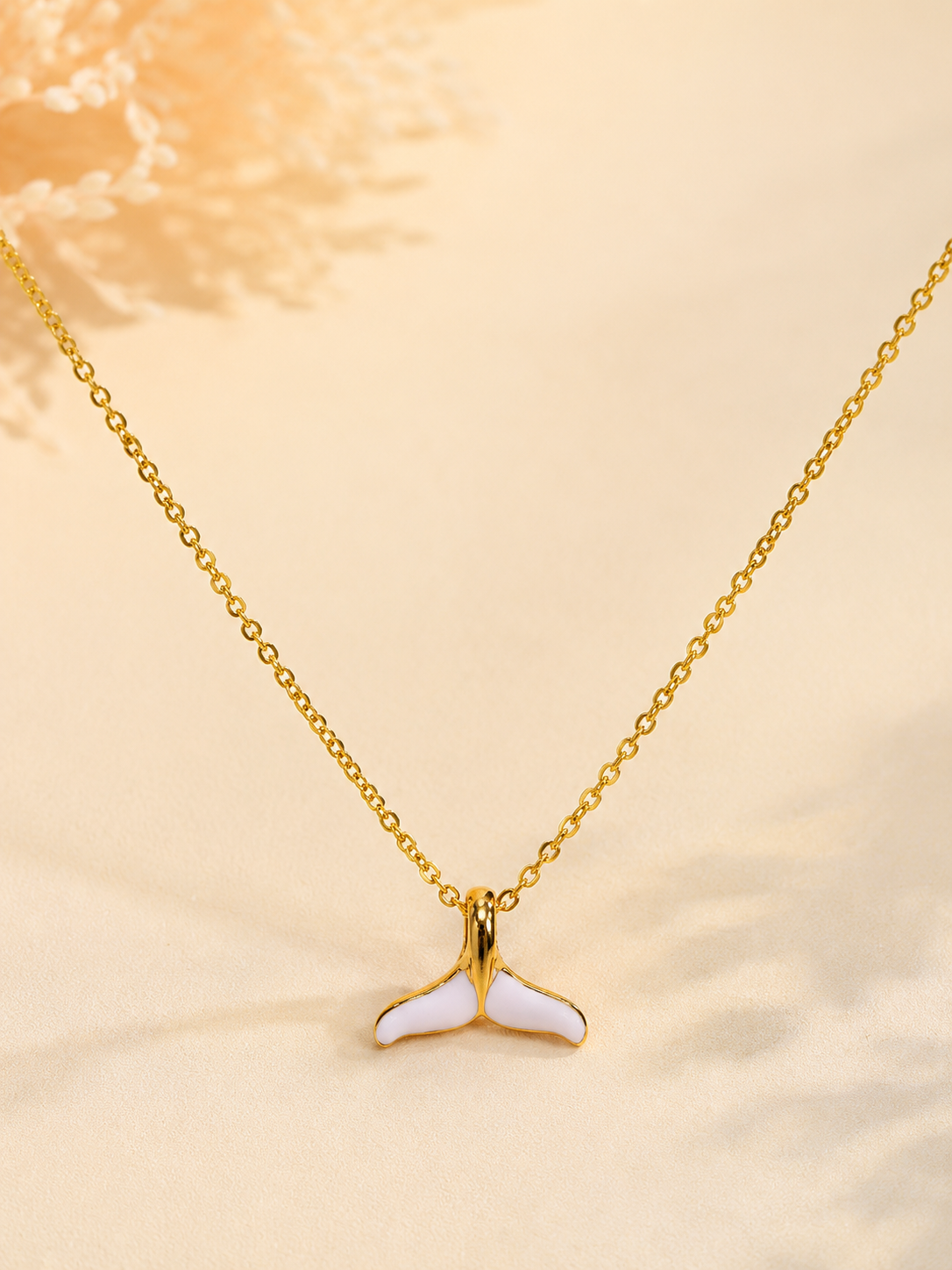 Gold-Tone Whale Tail Pendant Short Necklace