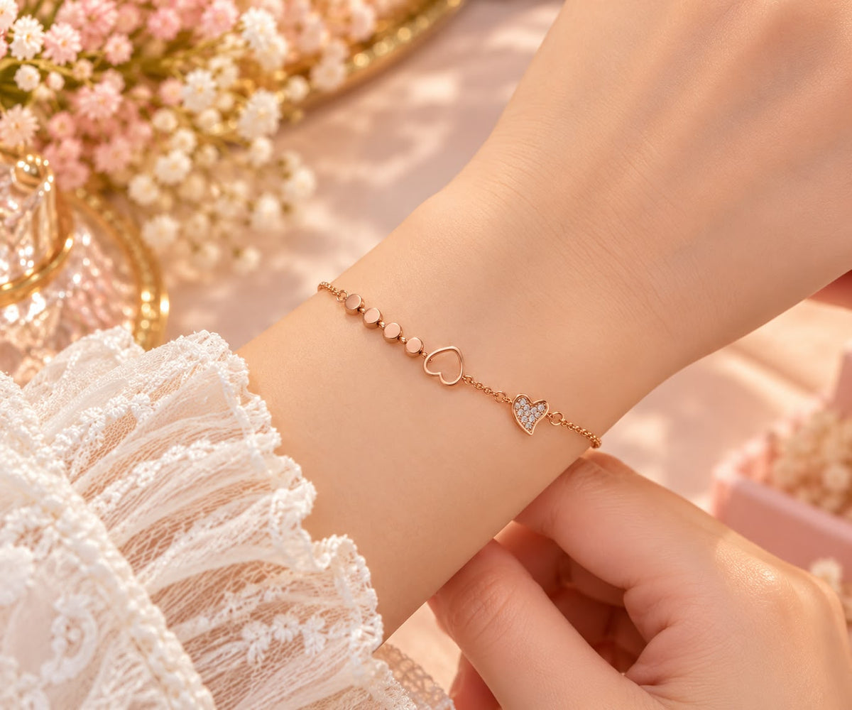 Rose Gold Double Heart Bracelet