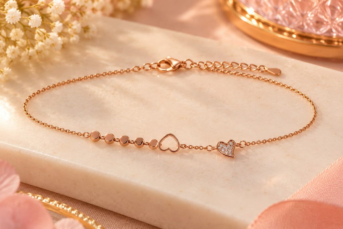 Rose Gold Double Heart Bracelet