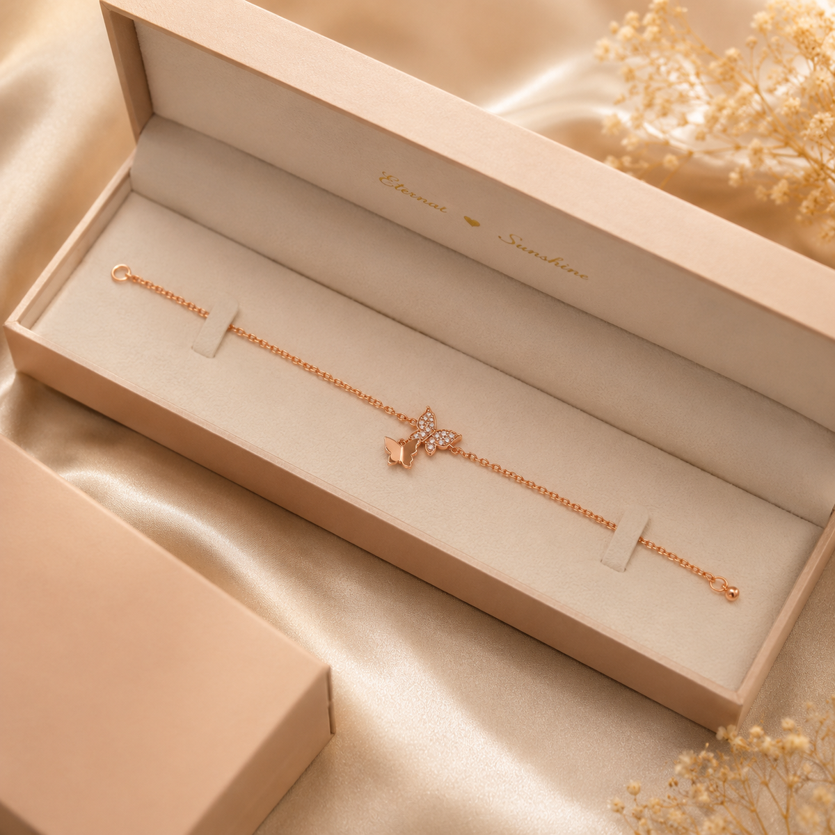 Rose Gold Butterfly Charm Bracelet