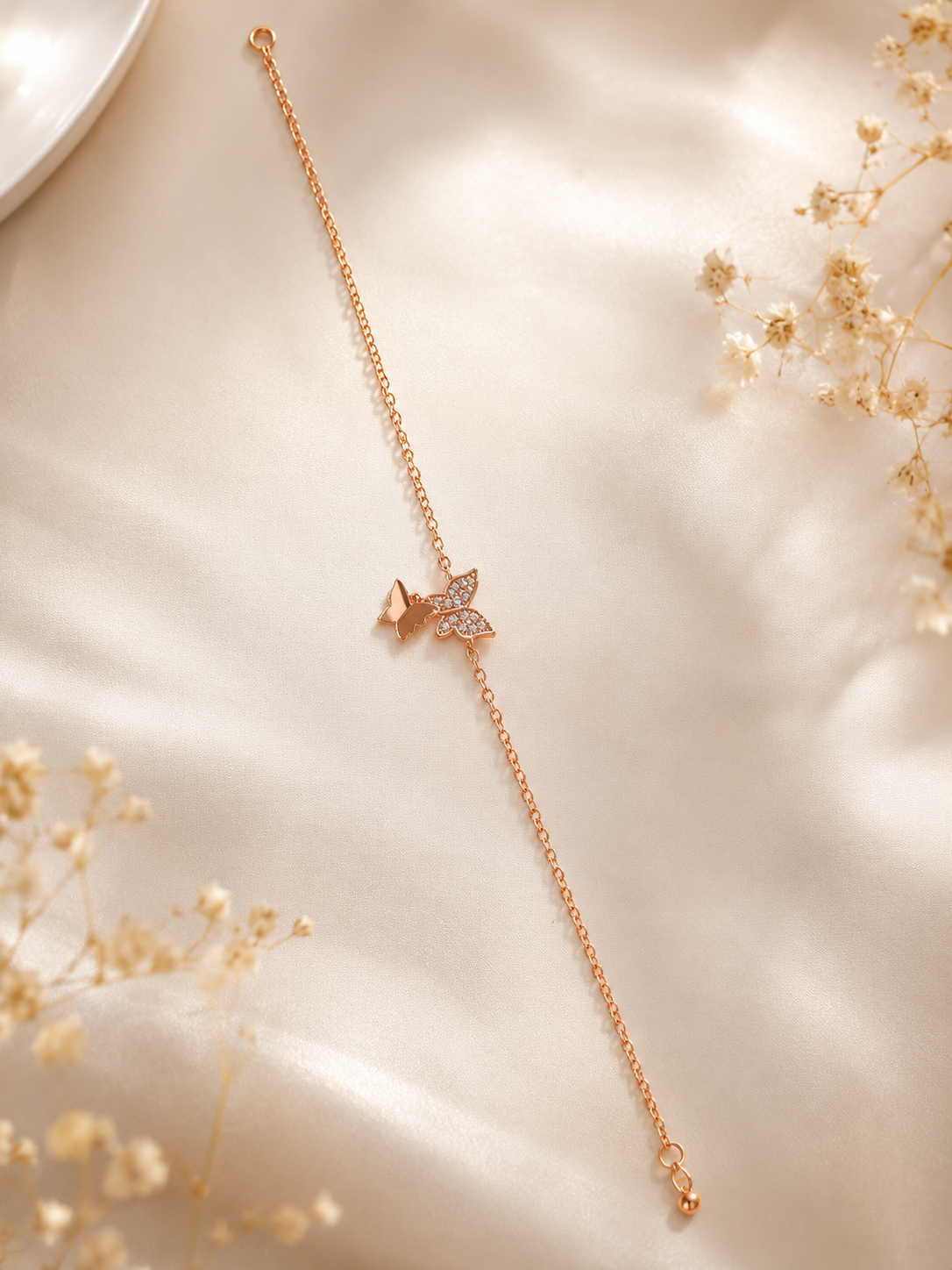 Rose Gold Butterfly Charm Bracelet