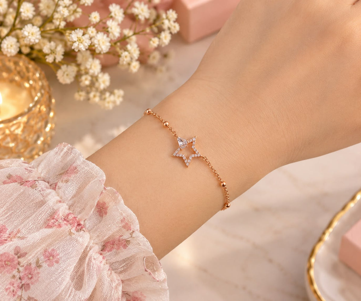 Rose Gold Crystal Star Bracelet