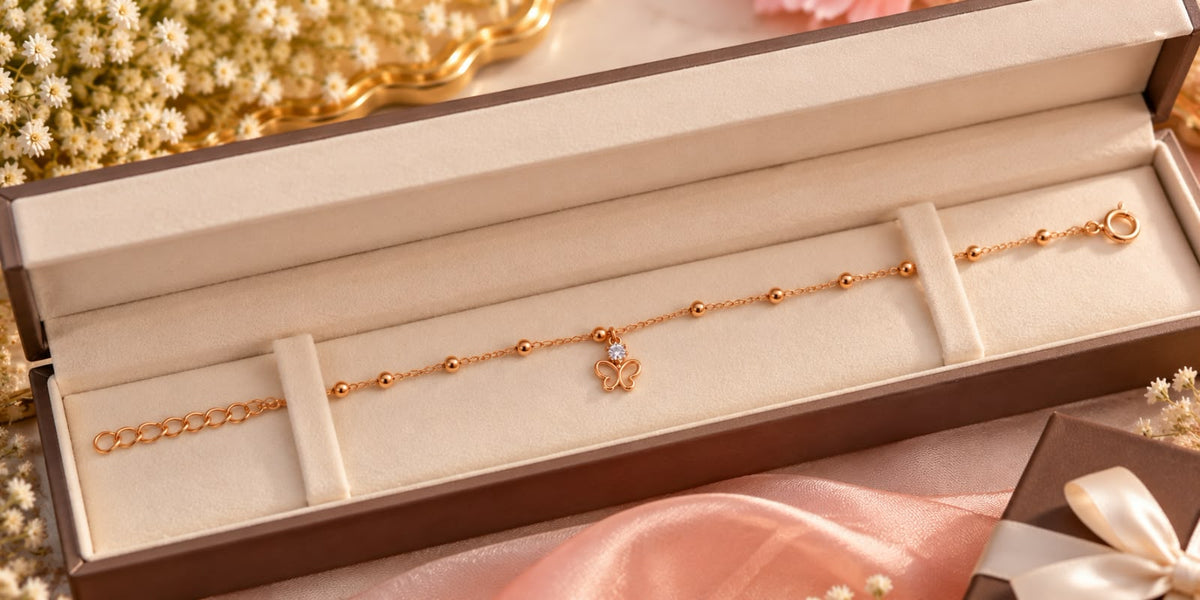 Rose Gold Butterfly Charm Bracelet