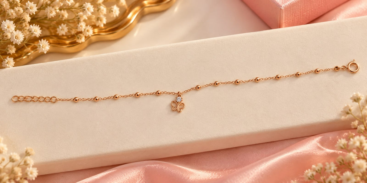 Rose Gold Butterfly Charm Bracelet