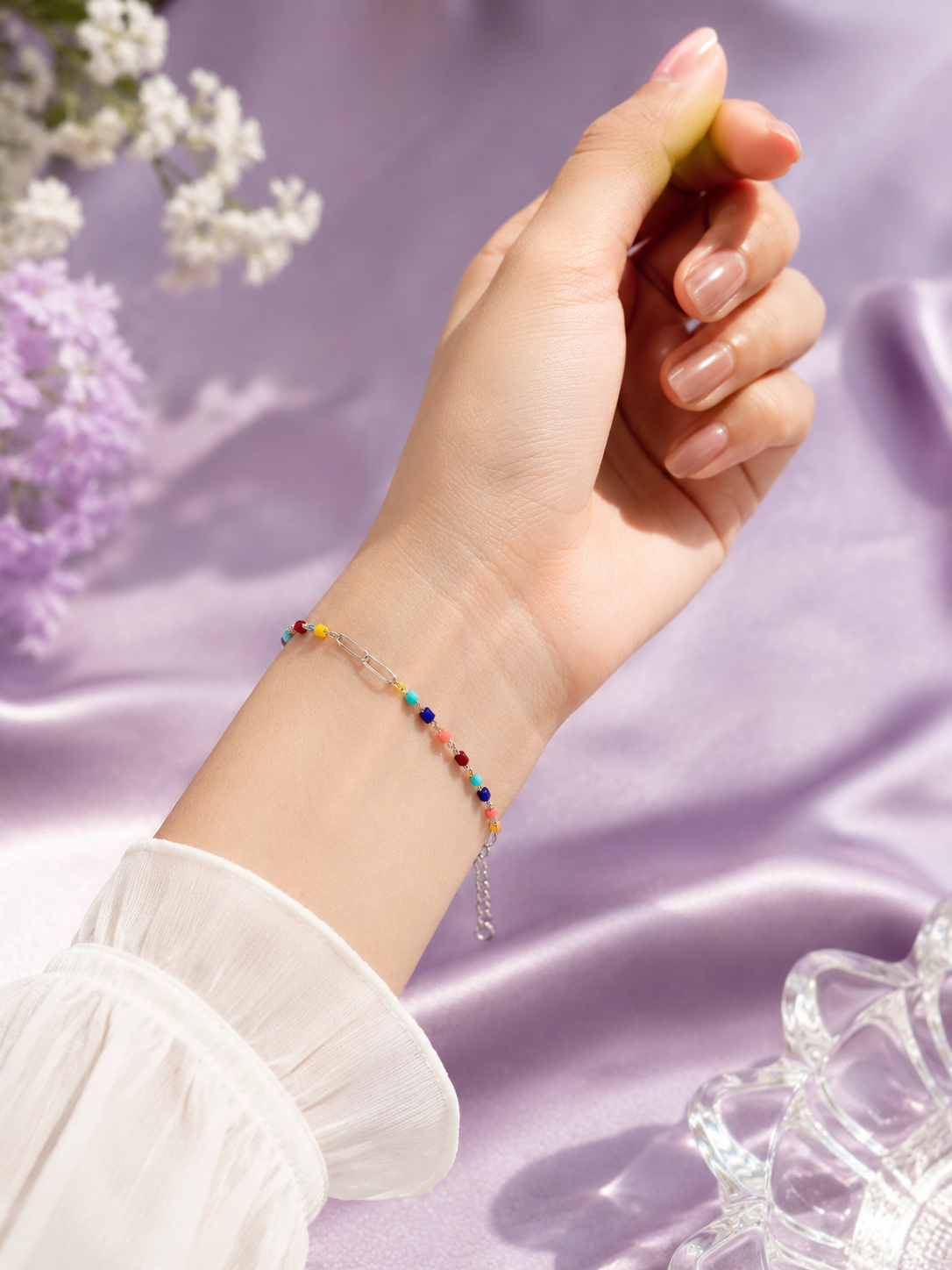 Multicolor Beaded Silver-Tone Bracelet