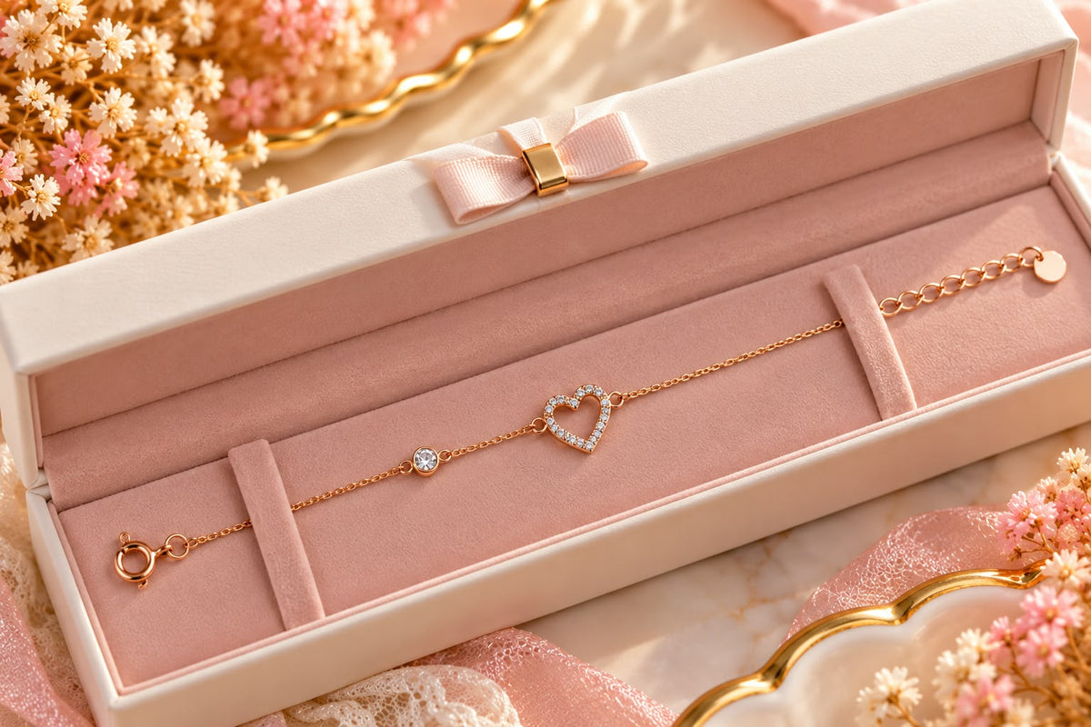 Rose Gold Crystal Heart Bracelet