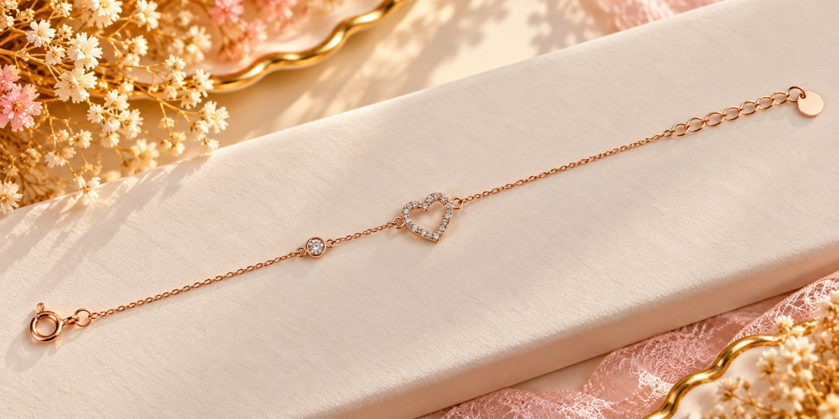 Rose Gold Crystal Heart Bracelet