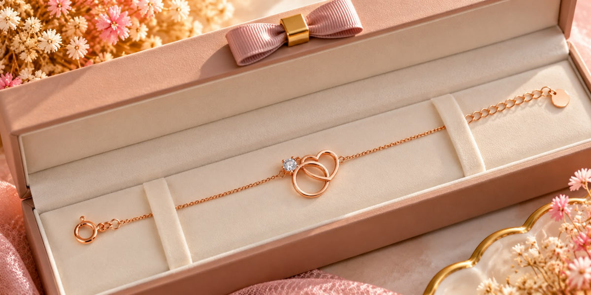 Rose Gold Interlocking Heart Bracelet