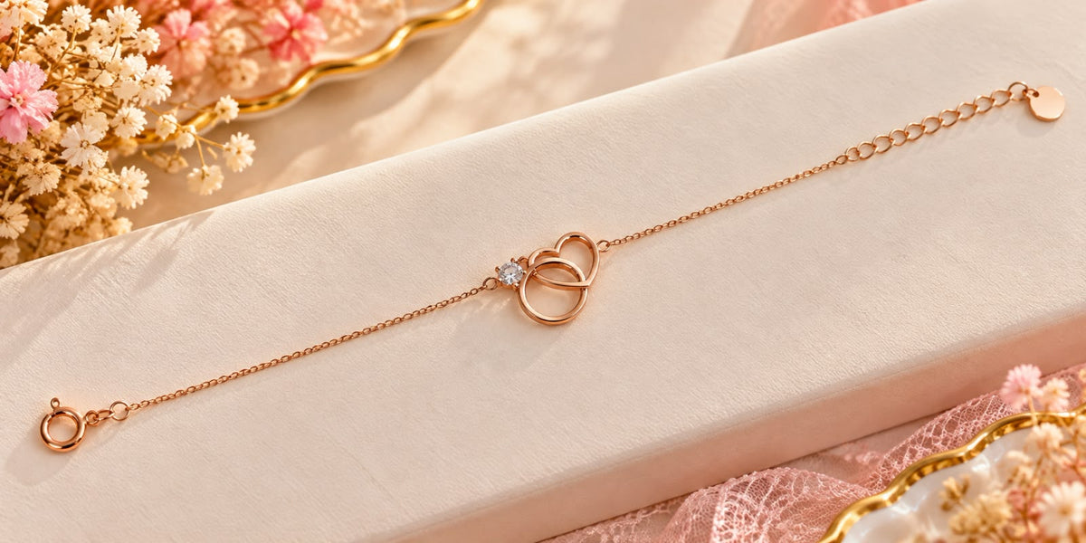 Rose Gold Interlocking Heart Bracelet
