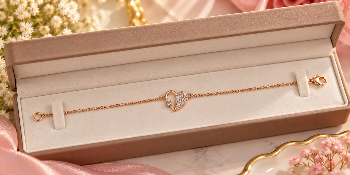 Rose Gold Crystal Heart Bracelet