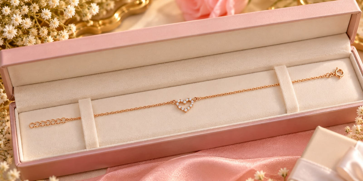 Rose Gold Crystal Heart Bracelet