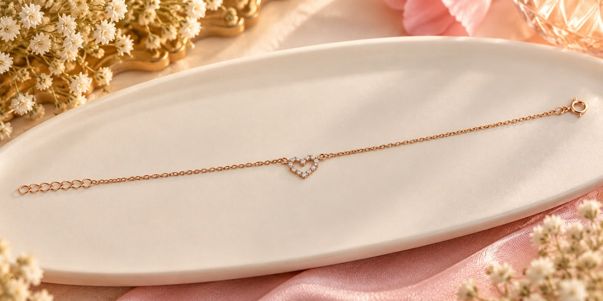 Rose Gold Crystal Heart Bracelet