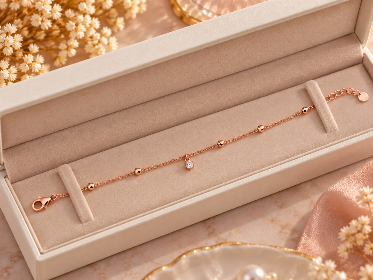 Rose Gold Crystal Beaded Bracelet