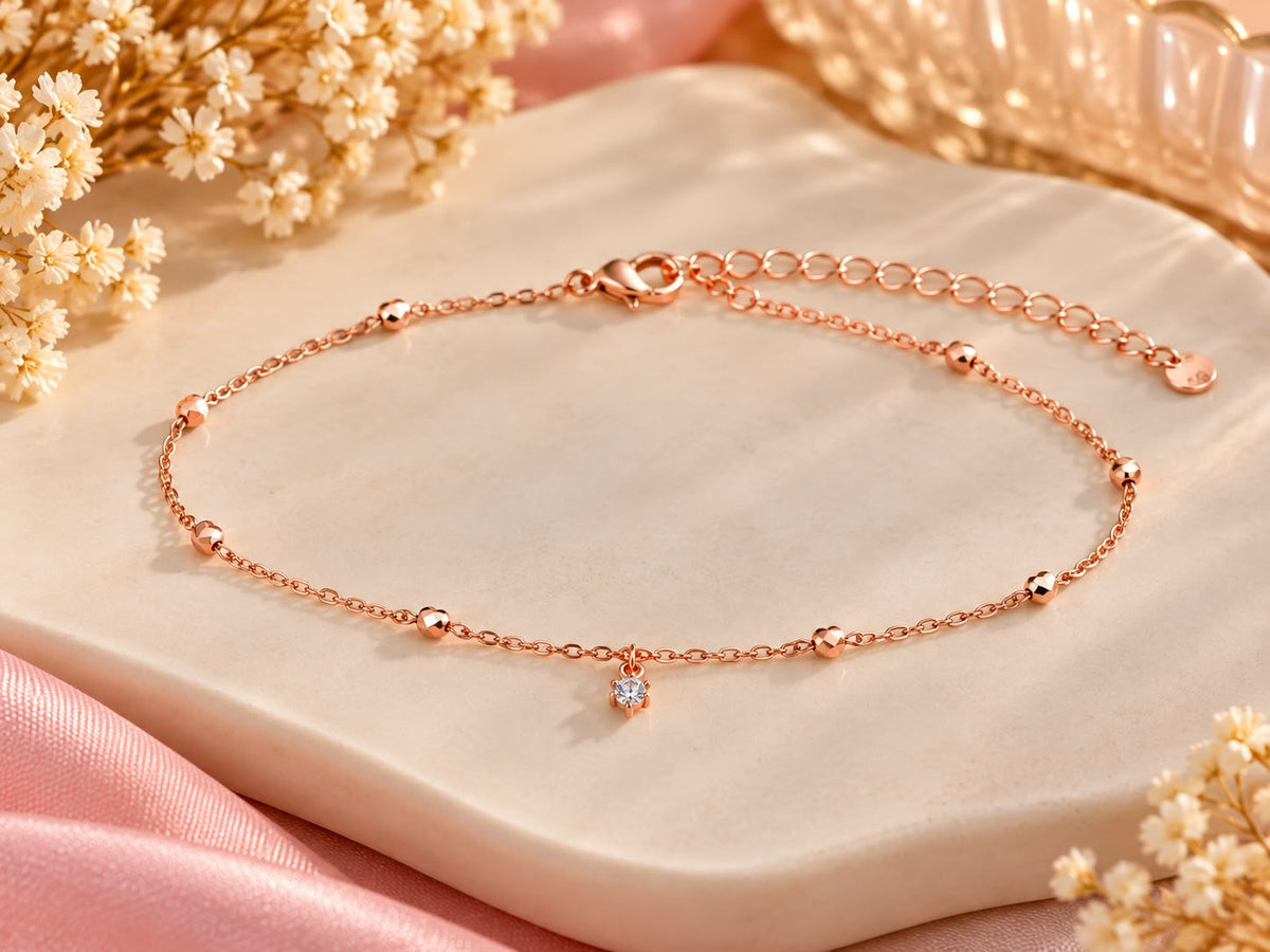 Rose Gold Crystal Beaded Bracelet