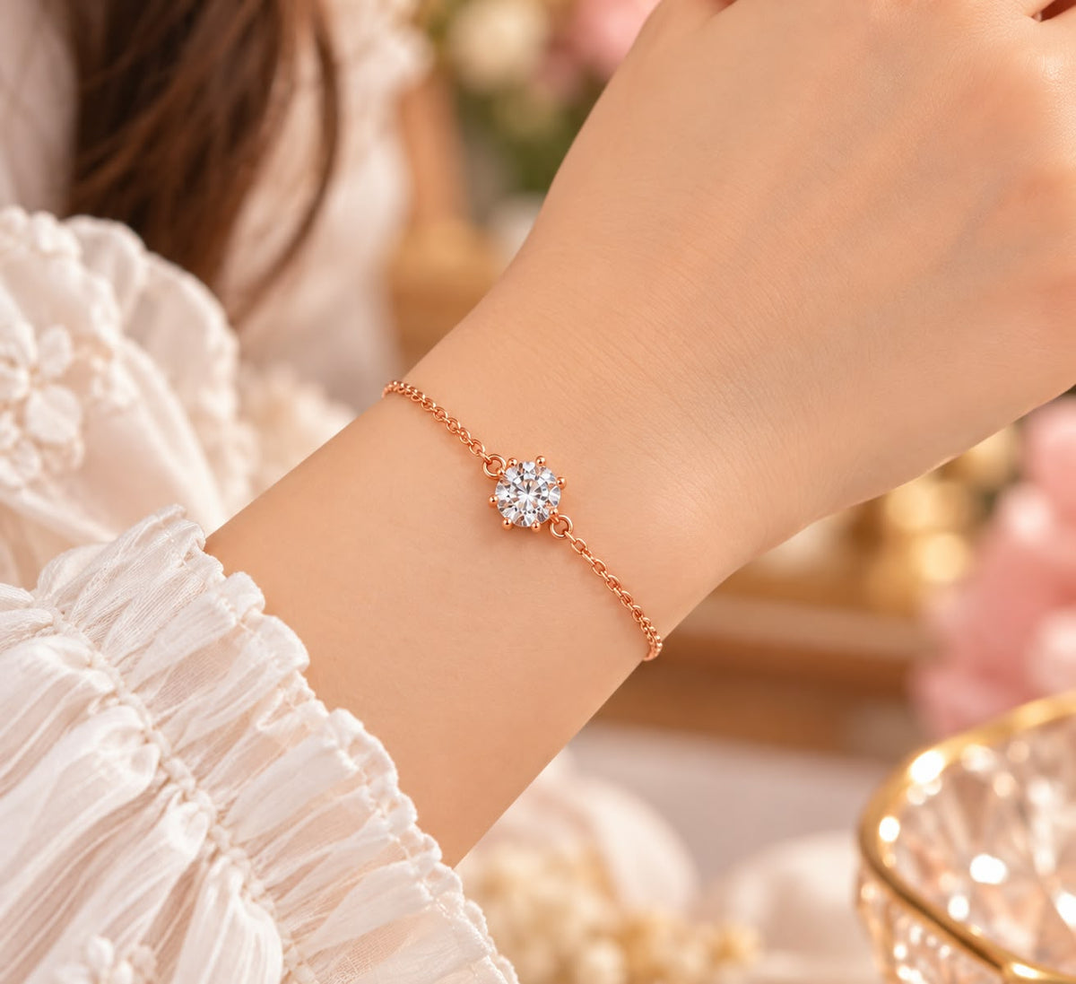 Rose Gold Solitaire Crystal Bracelet