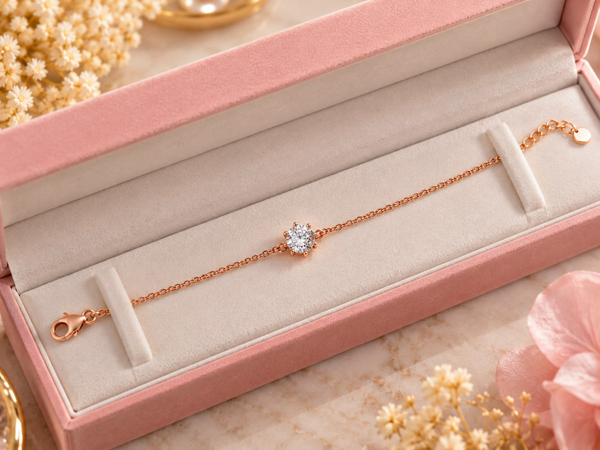 Rose Gold Solitaire Crystal Bracelet