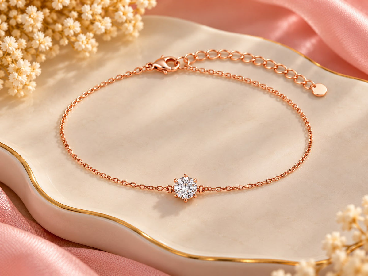 Rose Gold Solitaire Crystal Bracelet