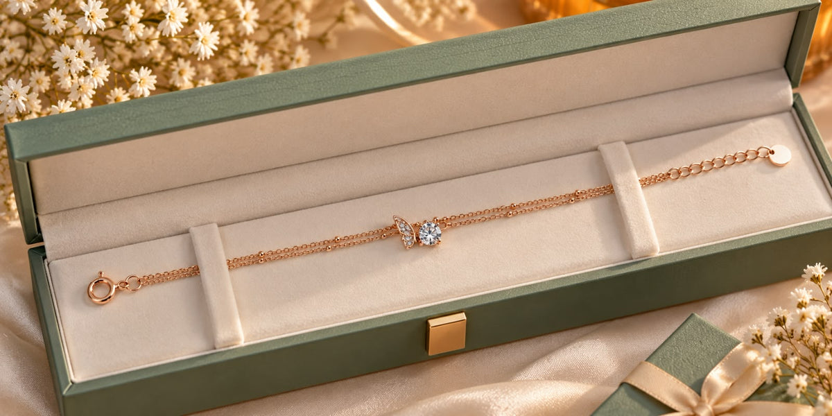 Rose Gold Butterfly Crystal Bracelet