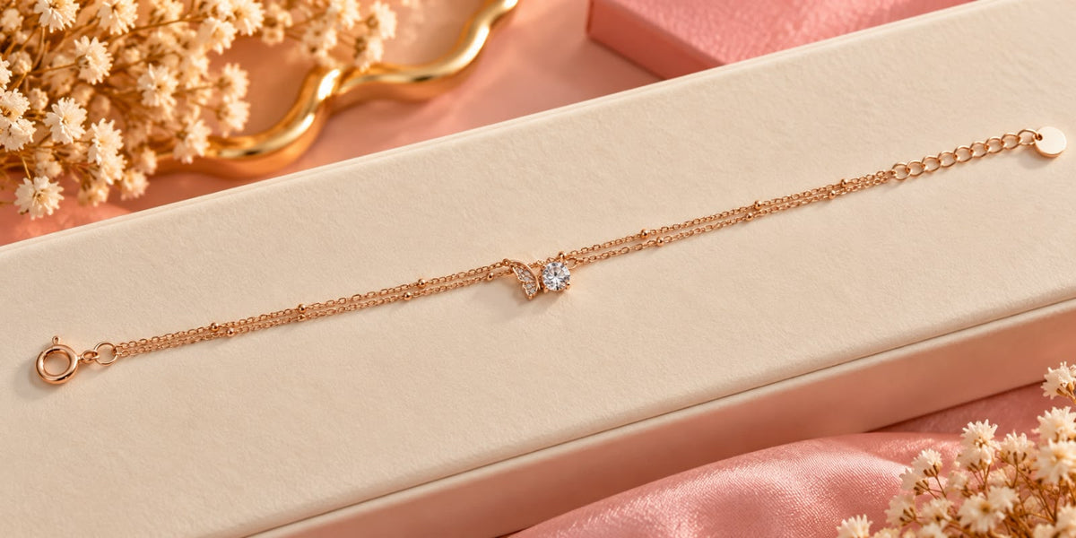 Rose Gold Butterfly Crystal Bracelet