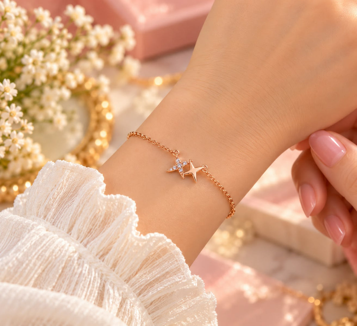 Rose Gold Double Star Bracelet