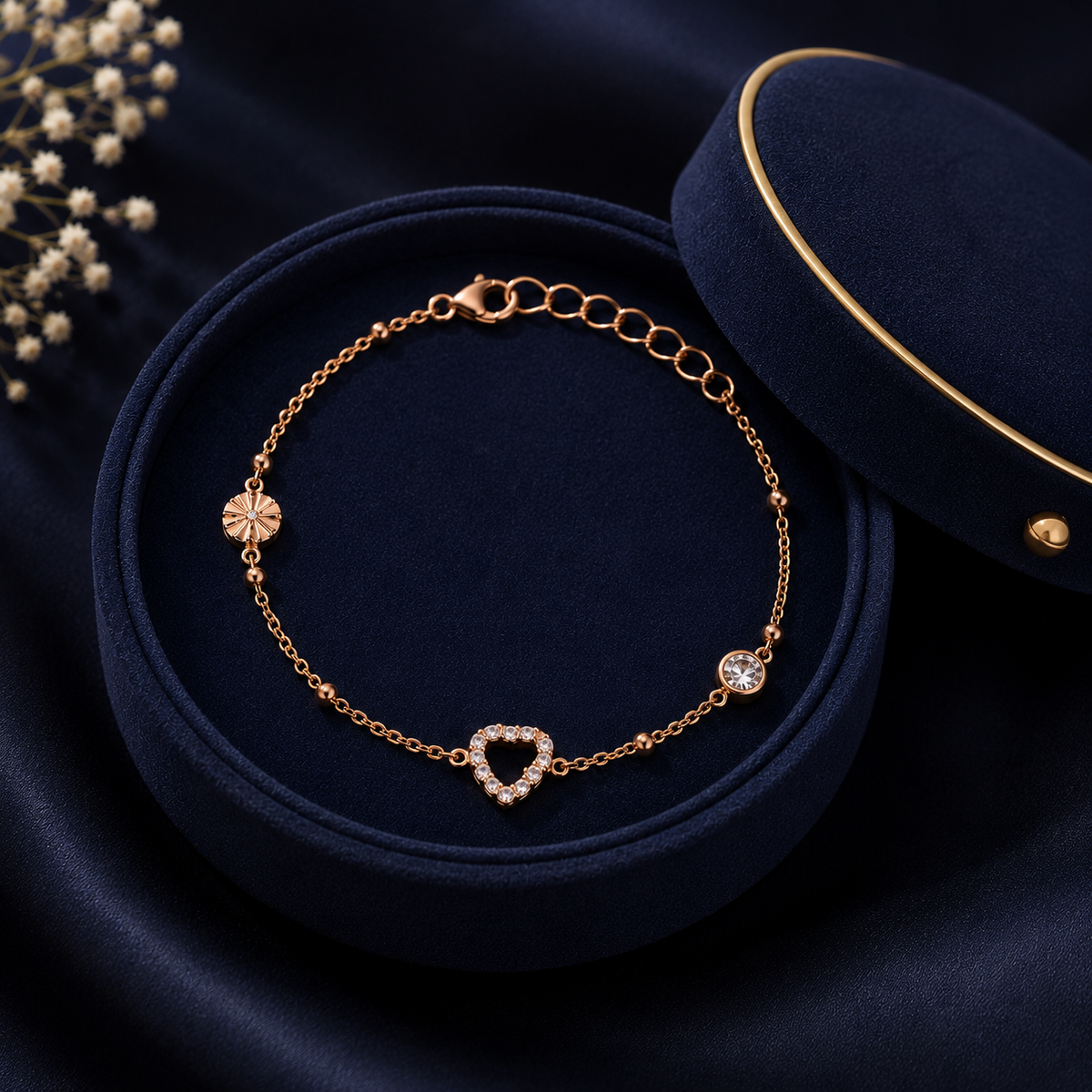 Elegant Rose Gold Heart Charm Anklet