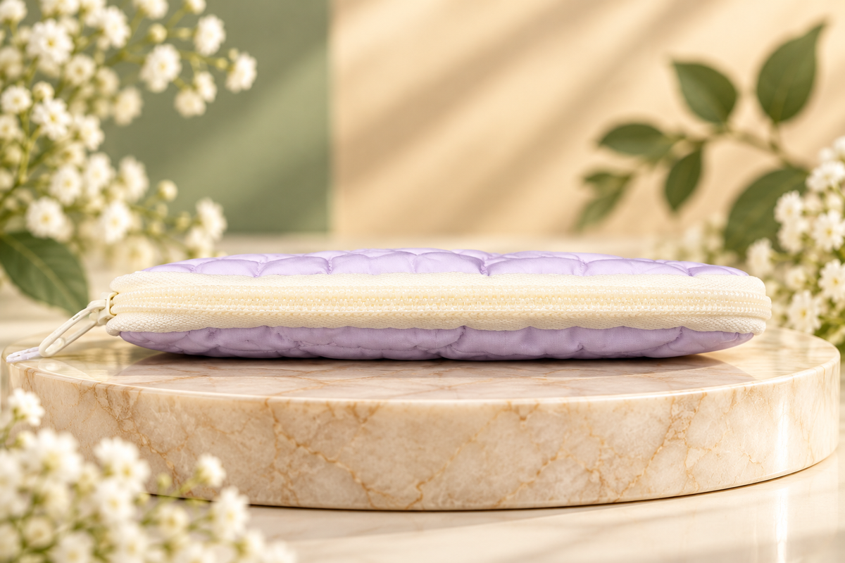 Lavender Quilted Makeup Pouch