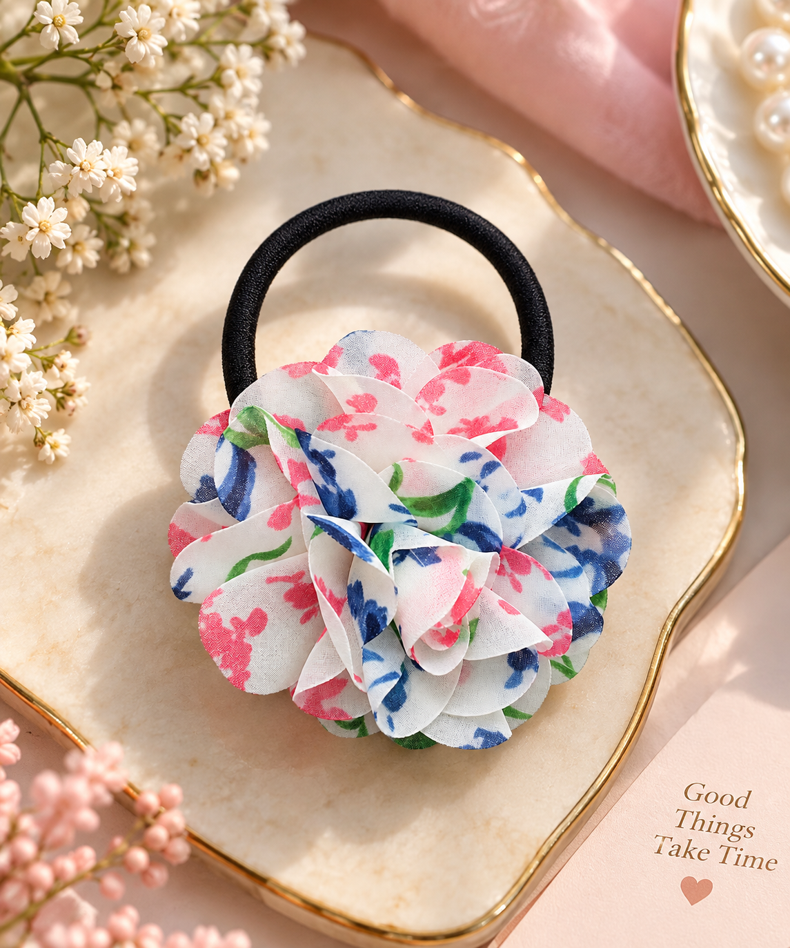 Multicolor Floral Hair Tie for Women