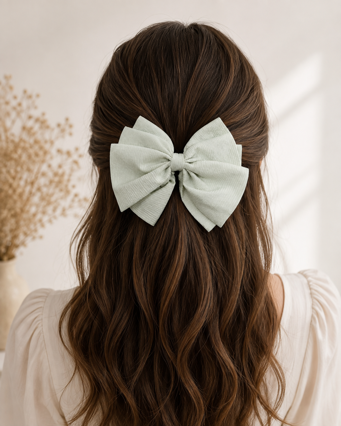 Mint Green Bow Hair Clip