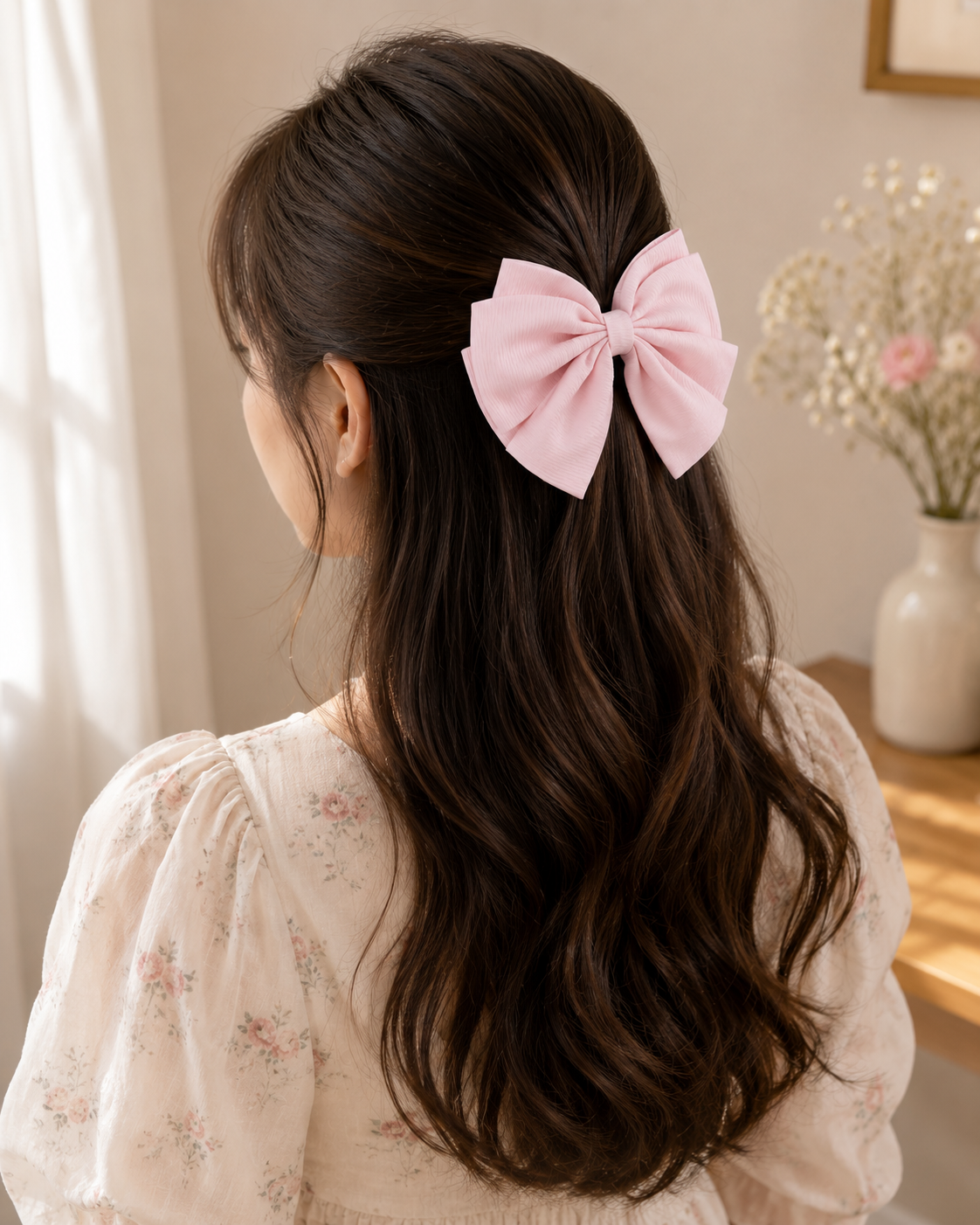 Pink Bow Hair Clip