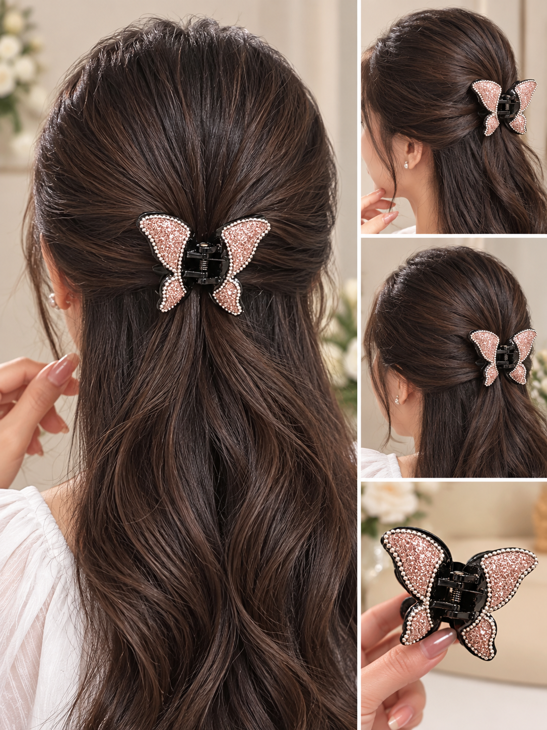 Black Butterfly Crystal Hair Clutcher
