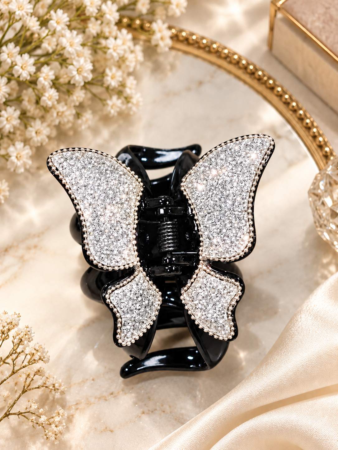 Black Silver Butterfly Hair Clutcher