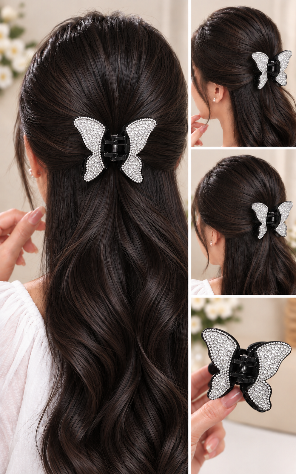 Black Silver Butterfly Hair Clutcher