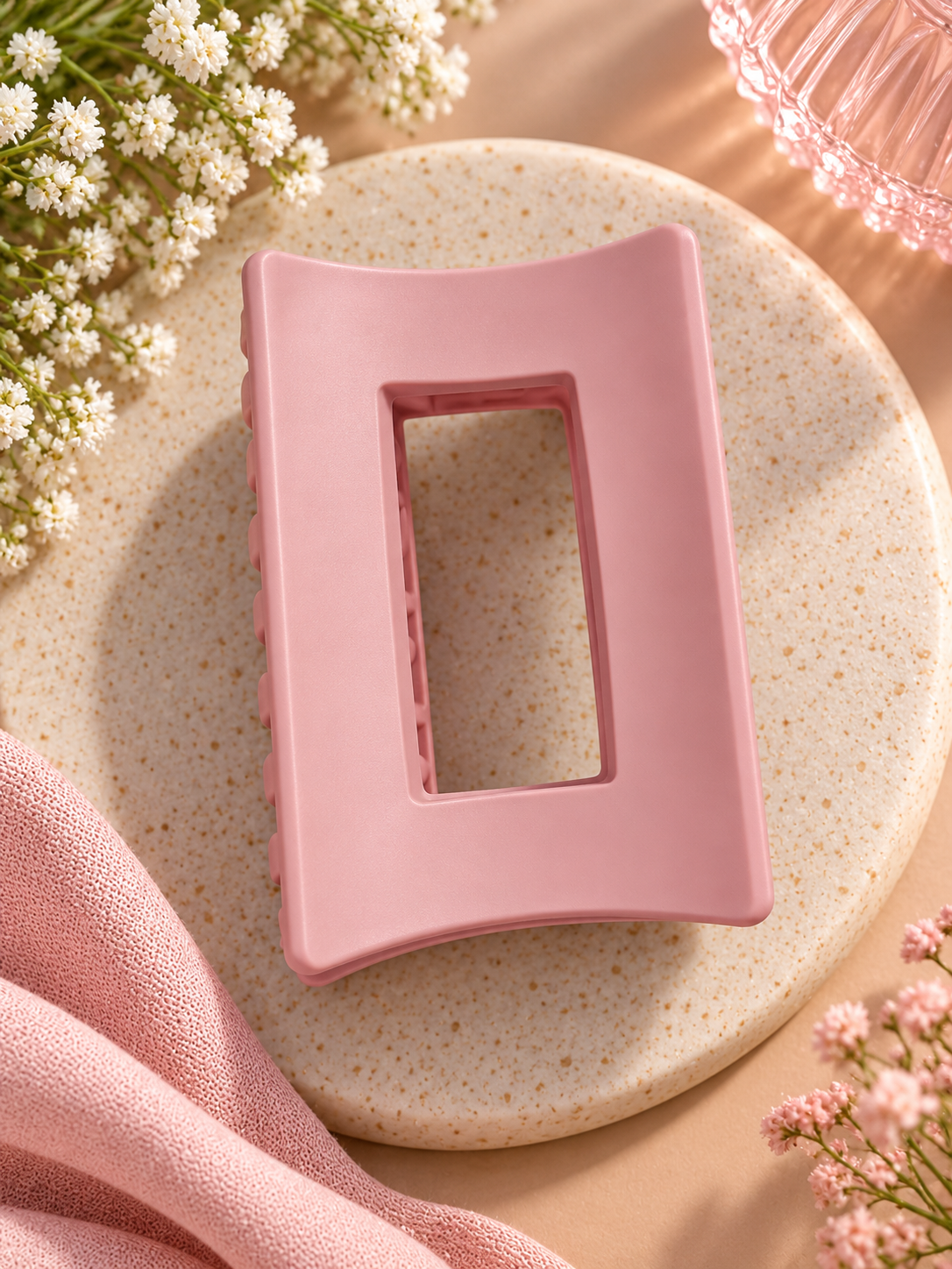 Pink Rectangular Hair Claw Clip