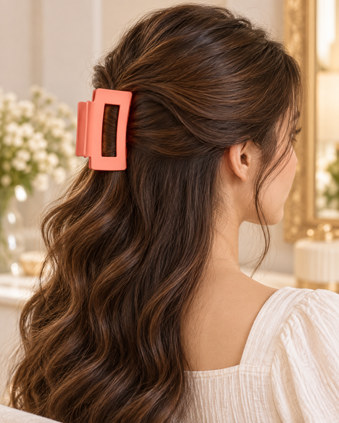 Peach Rectangle Hair Clutcher