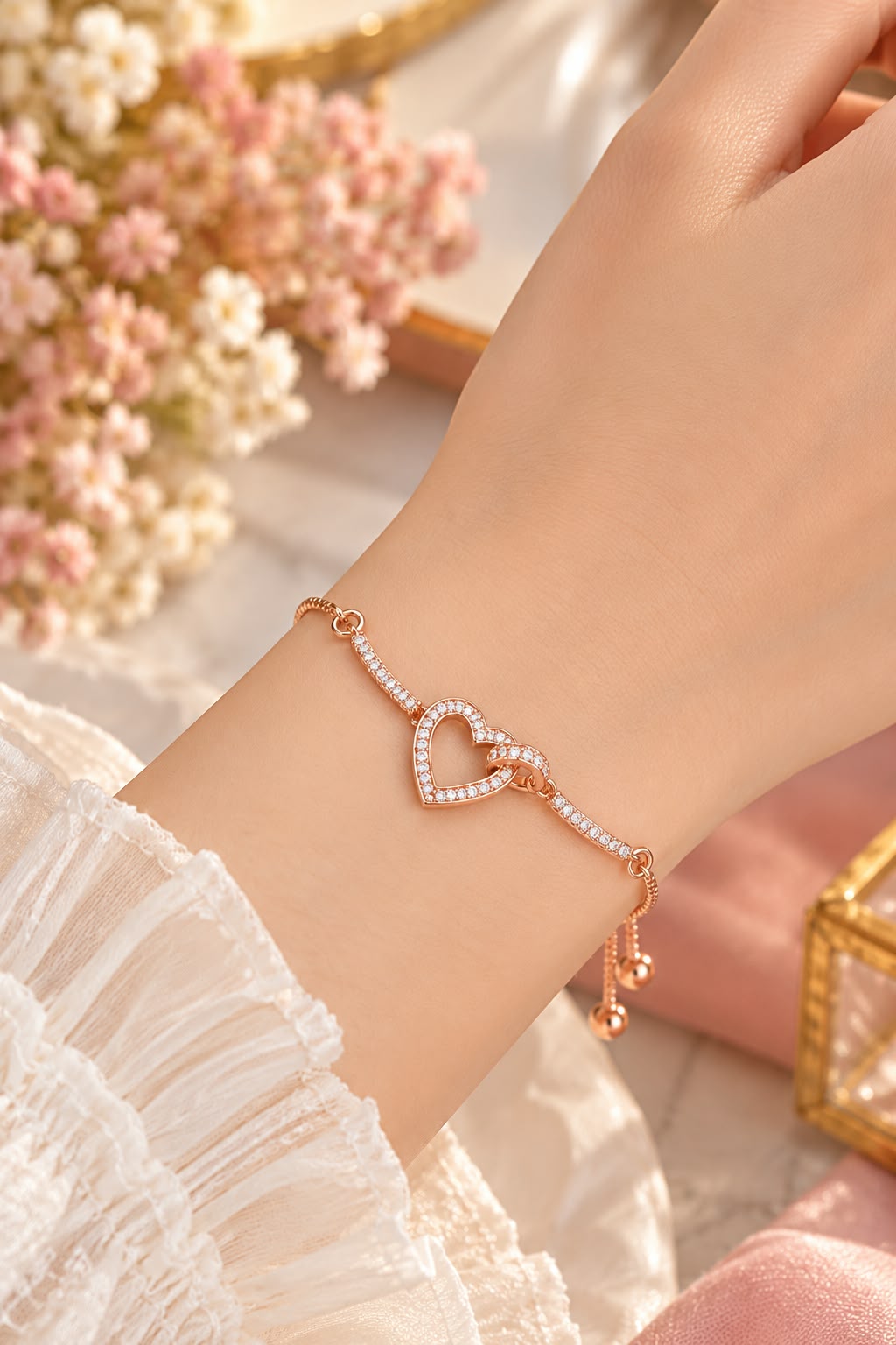 Rose Gold Interlocking Heart Bracelet