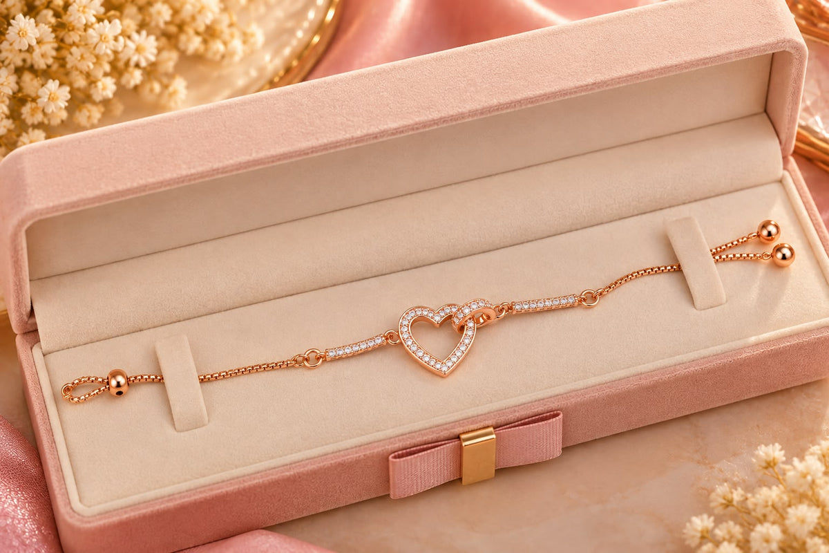 Rose Gold Interlocking Heart Bracelet