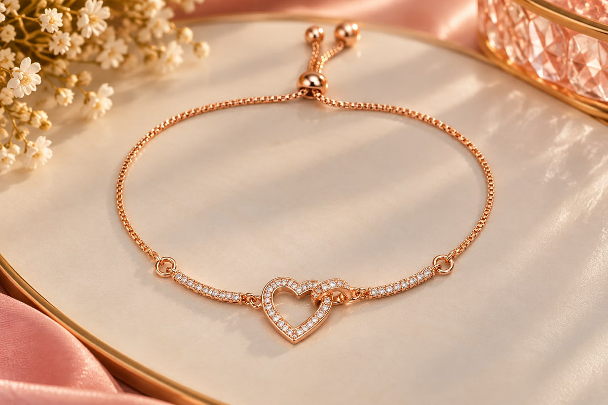 Rose Gold Interlocking Heart Bracelet