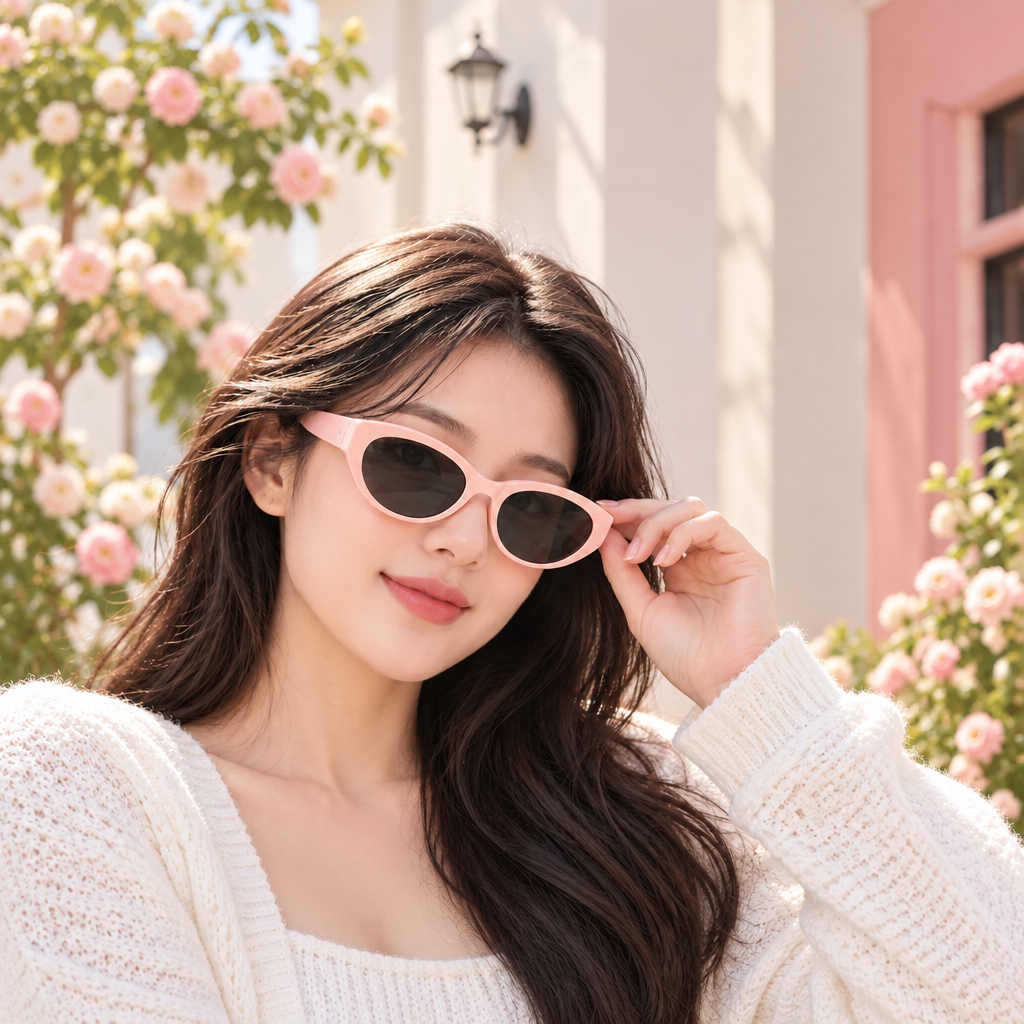 Peach Oval Frame Sunglasses
