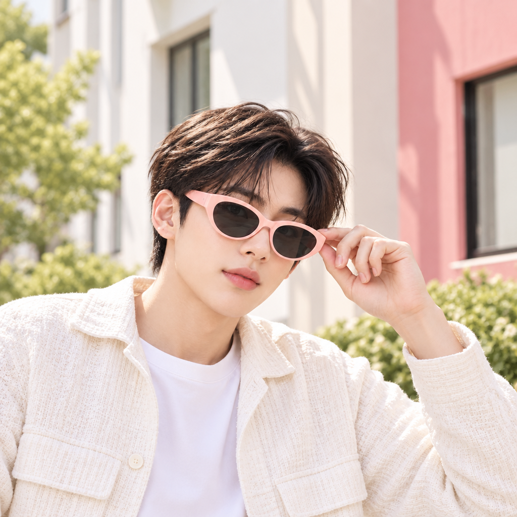 Peach Oval Frame Sunglasses