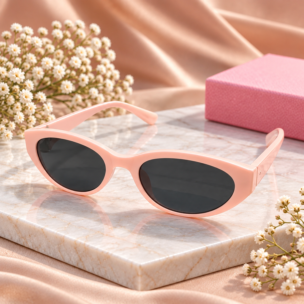 Peach Oval Frame Sunglasses