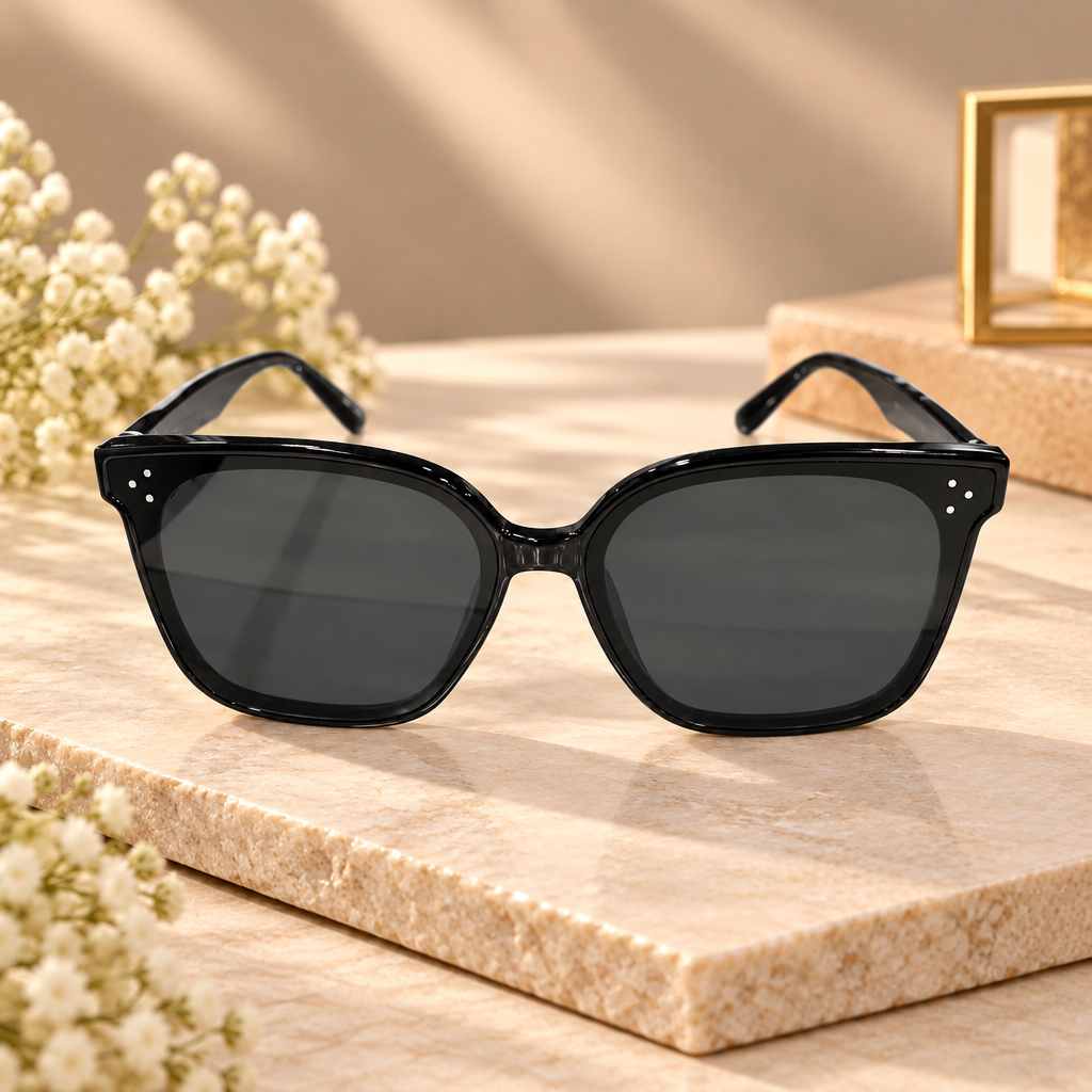 Black Oversized Square Frame Sunglasses